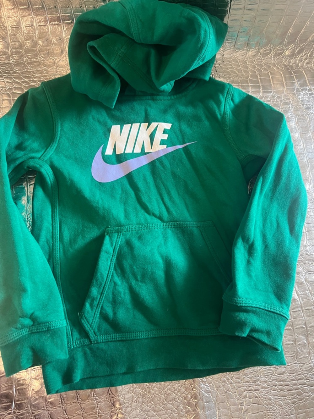 Nike Kids Emerald Green Pullover Hoodie with White Swoosh